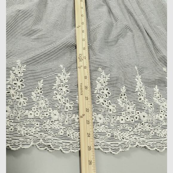 Women Skirt Small Blue Striped Floral Eyelet Bow Nautical Cottage Coquette - Picture 11 of 14